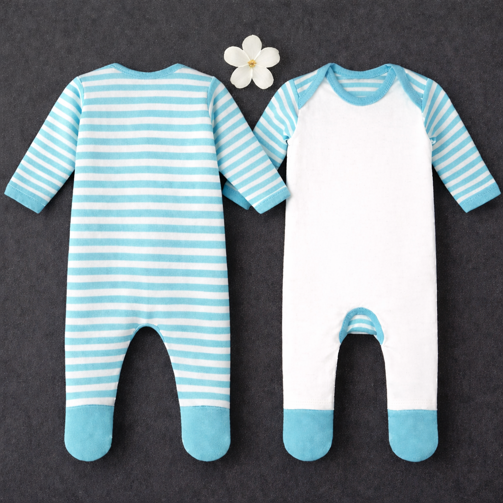 -Sublimation Romper -Blue Stripes