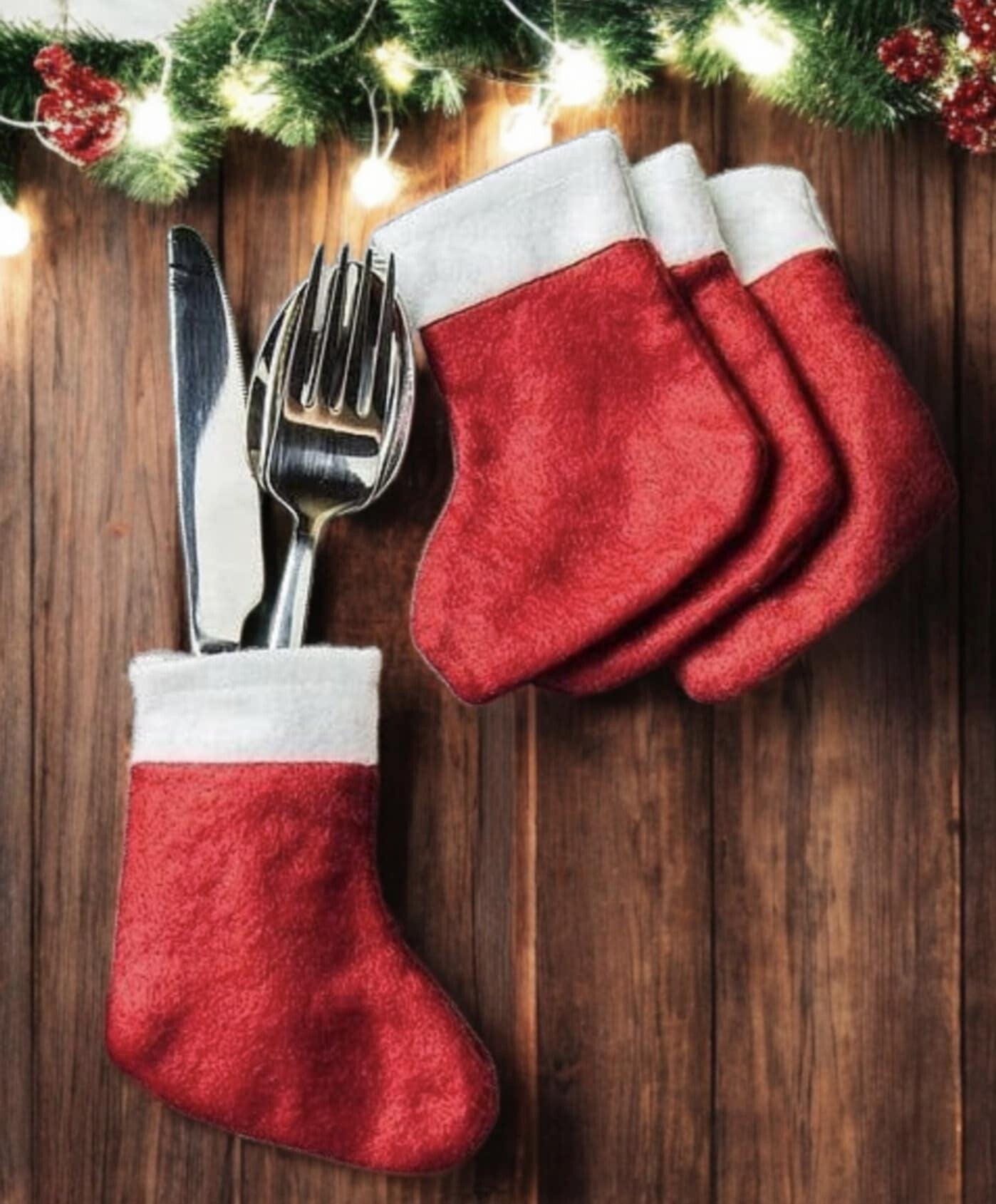 -Christmas Cutlery Holder - Stocking