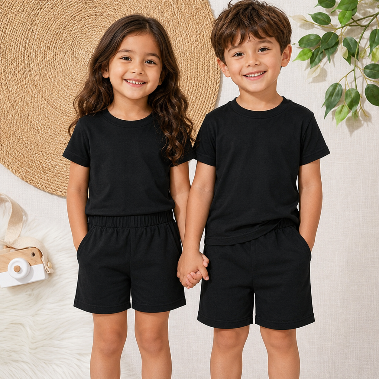 -COTTON SHORT Set- Black