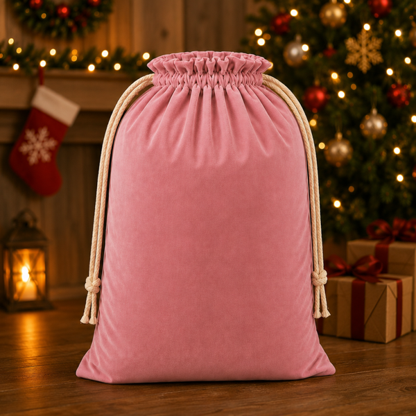 -SWB Velvet & Satin Christmas Sack 75*45cm -Pink (Pre-Order)