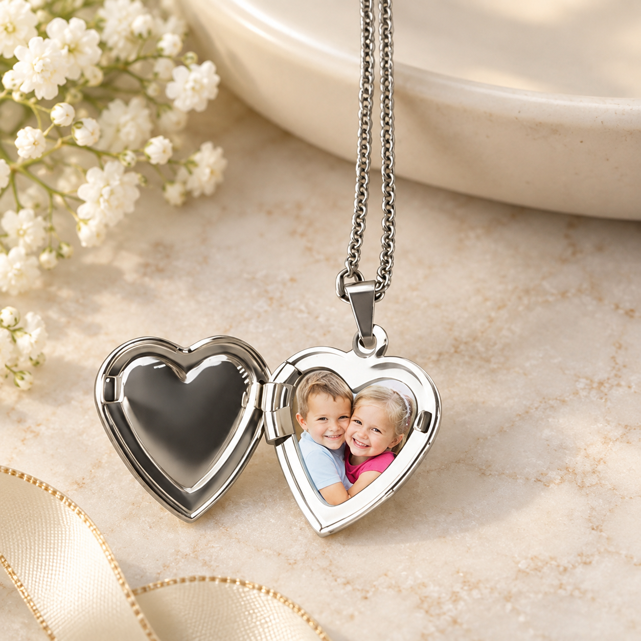 - Sublimation Heart Locket -Silver