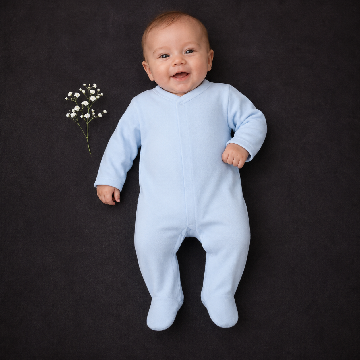 -Sleepsuit- Baby Blue Cotton -Button up