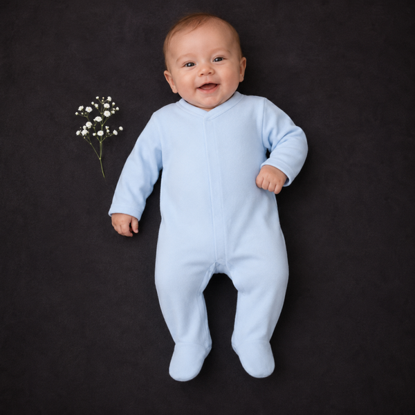 -Sleepsuit- Baby Blue Cotton -Button up