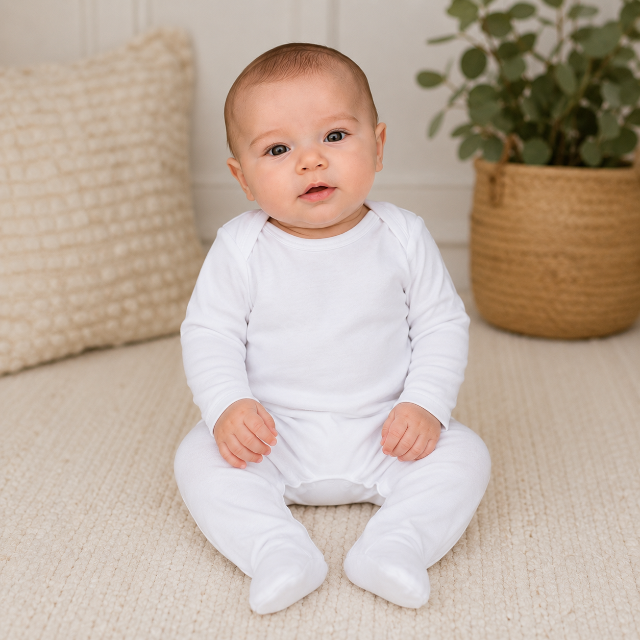 -Sublimation Plain Chest Sleepsuit-White