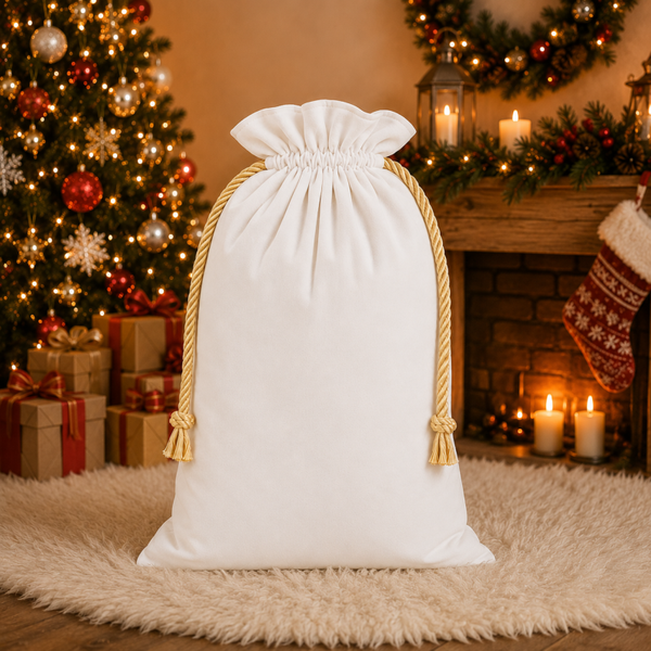 -SWB Velvet & Satin Christmas Sack 75*45cm -White