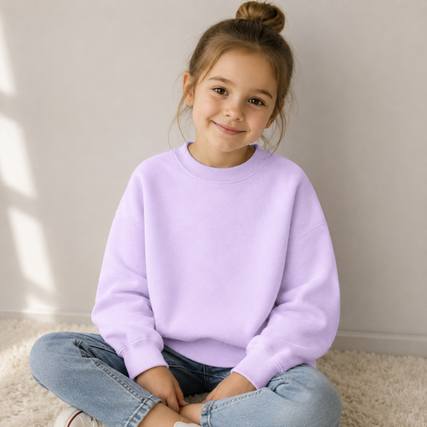 -Kids Crew Neck Cotton Jumper - Lilac