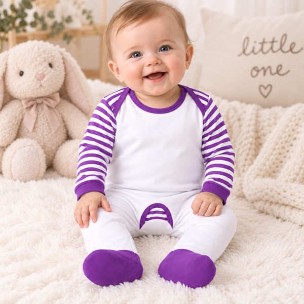 -Sublimation Romper -Purple Stripes