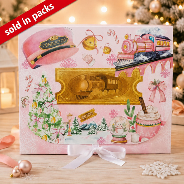 -Pink Christmas Express Treat Box -25x21x10cm -5 Pack (PRE-ORDER)