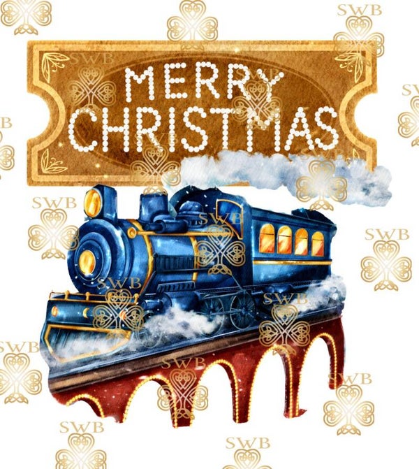 DTF or UVDTF Print -  Blue Christmas Express #20