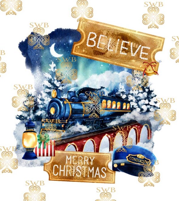DTF or UVDTF Print -  Blue Christmas Express #21