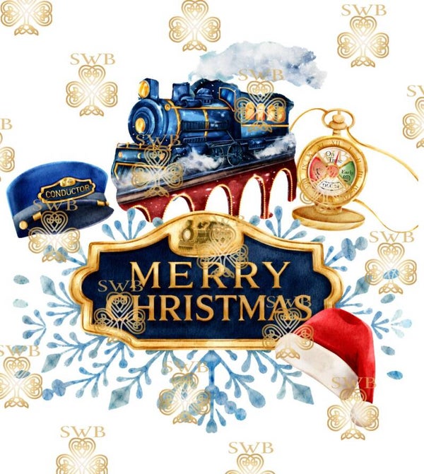 DTF or UVDTF Print -  Blue Christmas Express #22