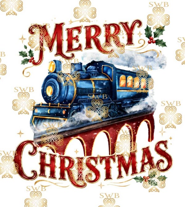DTF or UVDTF Print -  Blue Christmas Express #25