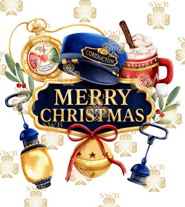 DTF or UVDTF Print -  Blue Christmas Express #26