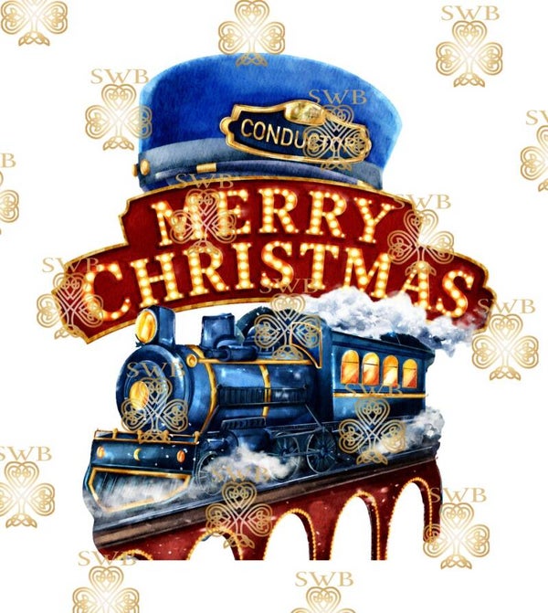 DTF or UVDTF Print -  Blue Christmas Express #28