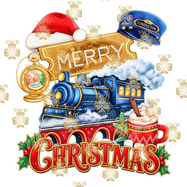 DTF or UVDTF Print -  Blue Christmas Express #33