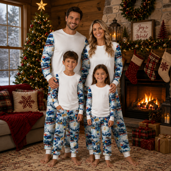 -Blue Christmas Express Christmas Pyjamas -LONG (PRE-ORDER)