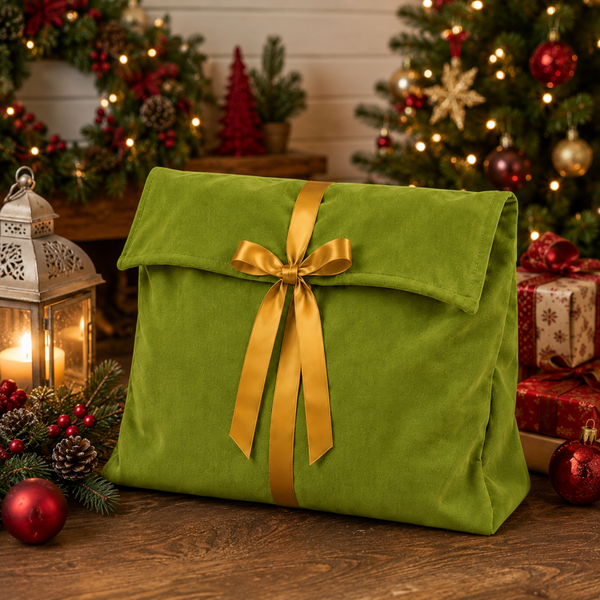 -SWB Velvet & Satin Christmas Envelope Bag -40*35*10cm -Green (Pre-Order)