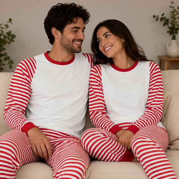 -Adults Cotton Red Stripe Pyjamas