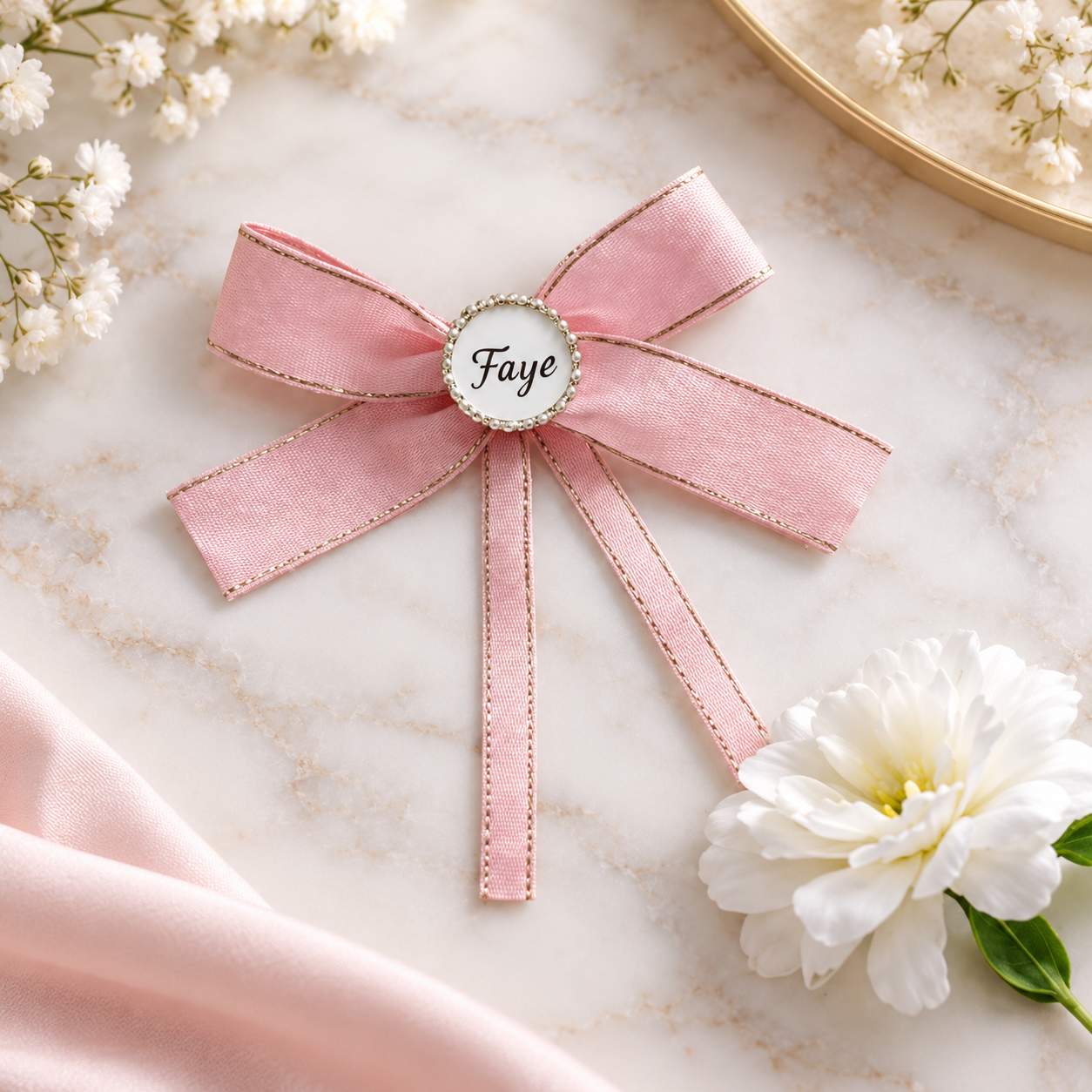 -Sublimation Hair Bow -Pink