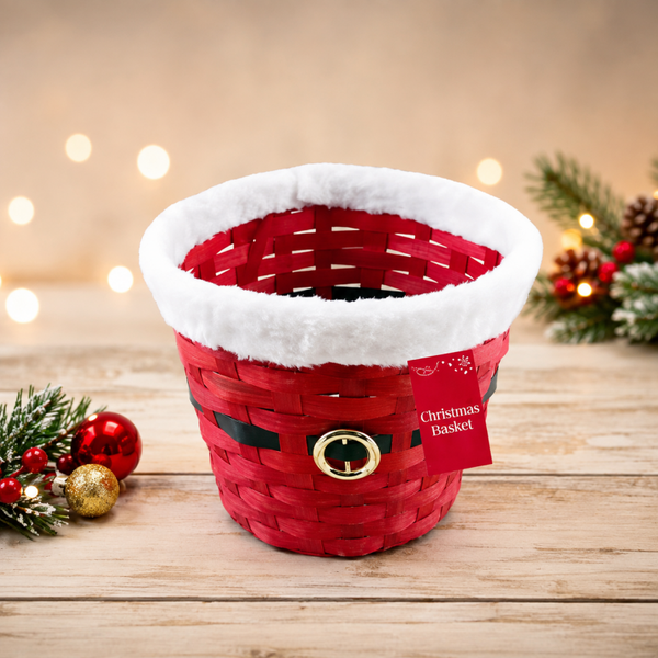 -Red Round Christmas Hamper Basket