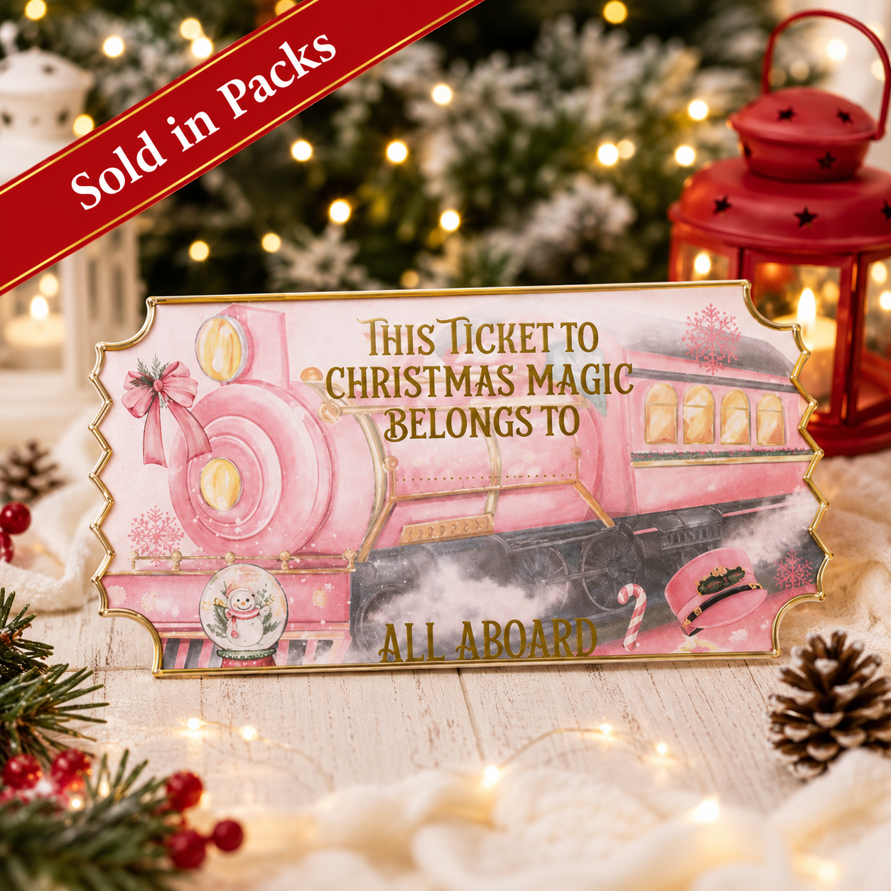 -Pink Christmas Express Magic Ticket -5 Pack