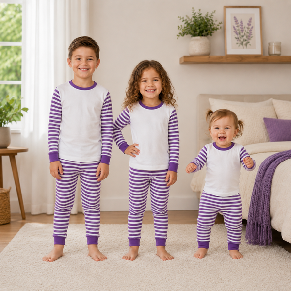 -Kids Purple Stripes Pyjamas- LONG