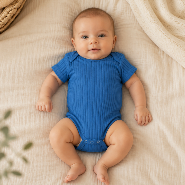 -Ribbed Baby Vest -Azure Blue