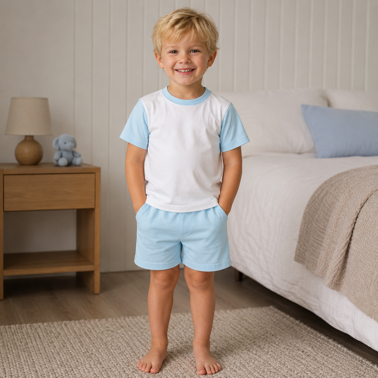 -Kids Sky Blue Sublimation SHORTS set
