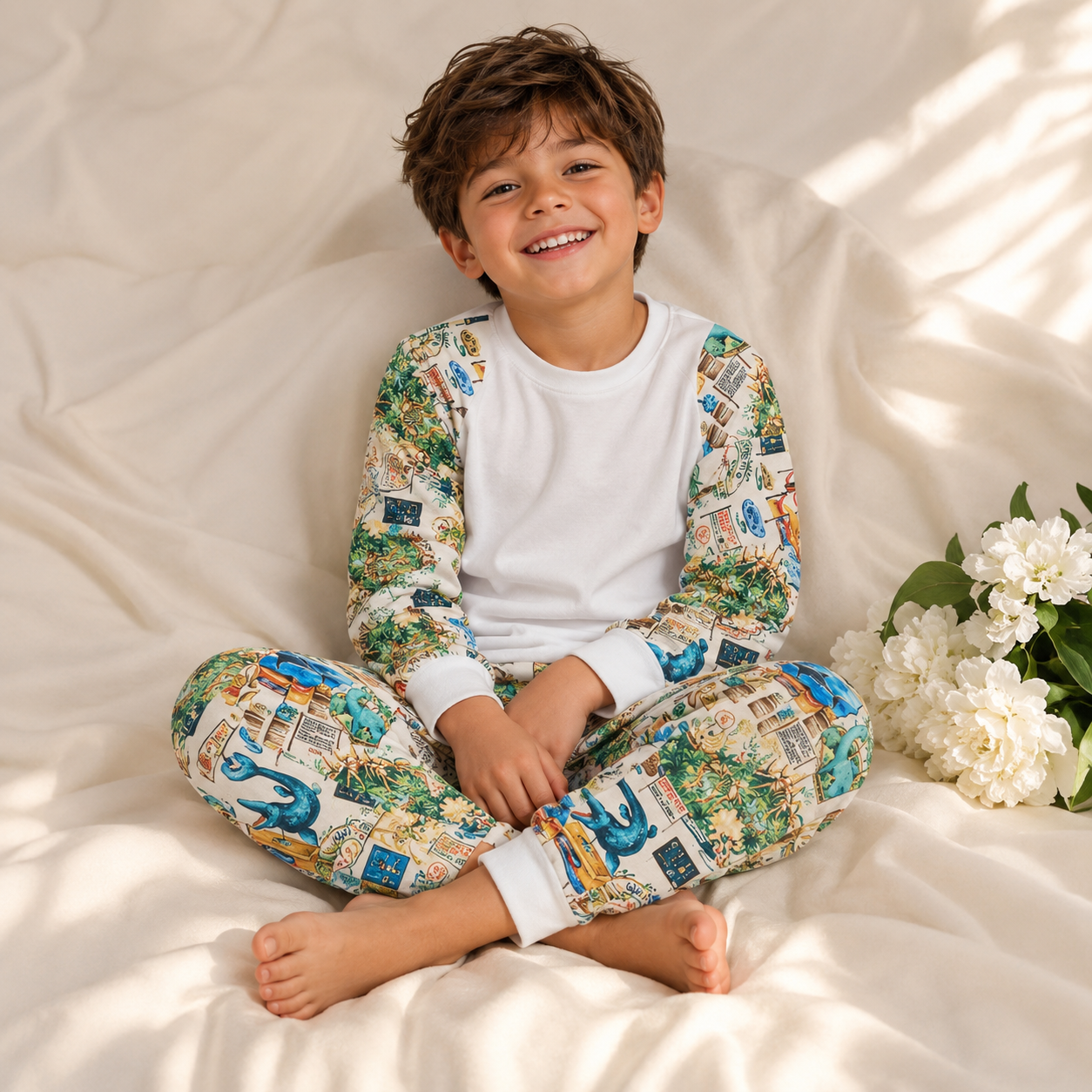 -Kids Dinosaur Museum Print LONG Pyjamas