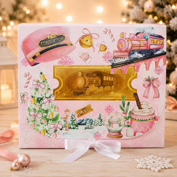 -Pink Christmas Express Treat Box -25x21x10cm -5 Pack (PRE-ORDER)