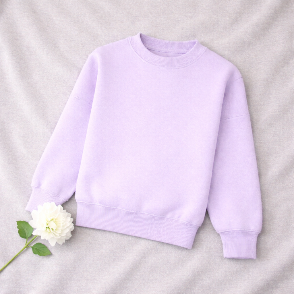 -Kids Crew Neck Cotton Jumper - Lilac