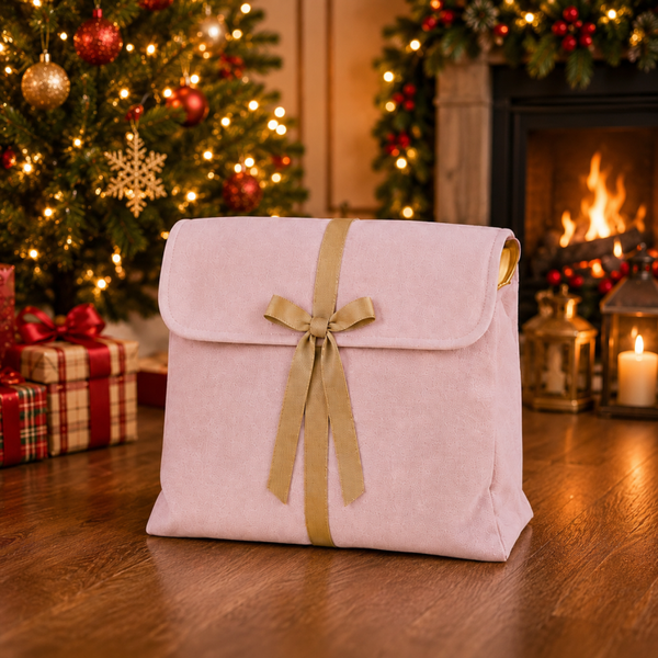 -SWB Velvet & Satin Christmas Envelope Bag -40*35*10cm -Pink