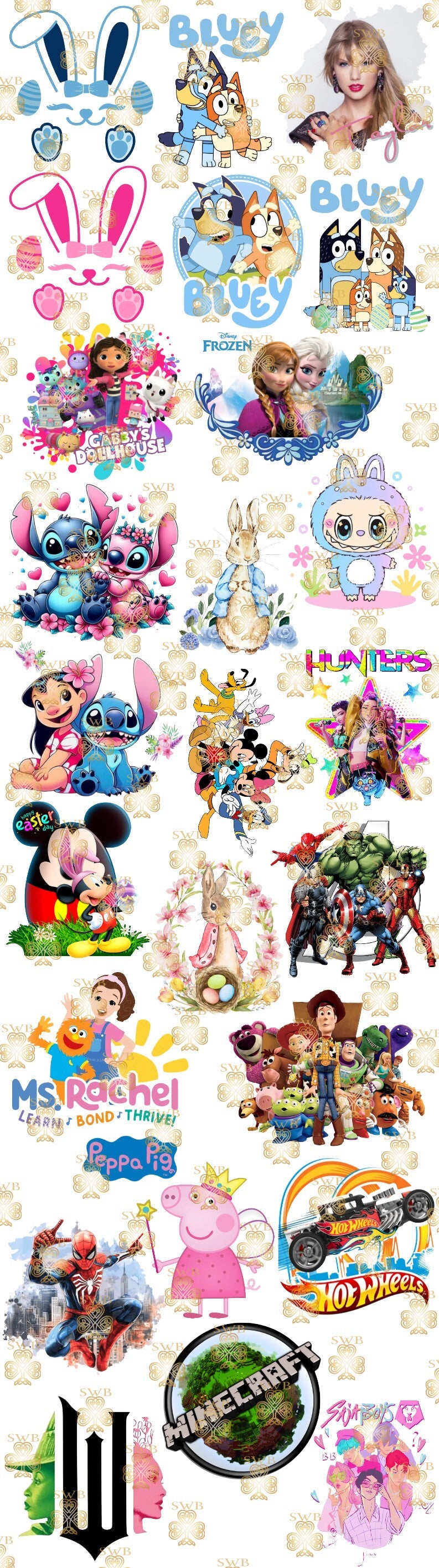 -Characters Gang Sheet -1 Meter