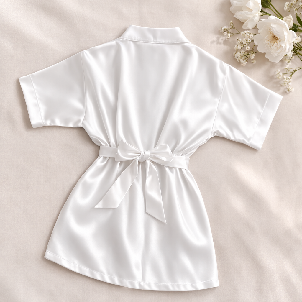 -Premium White Satin Robe