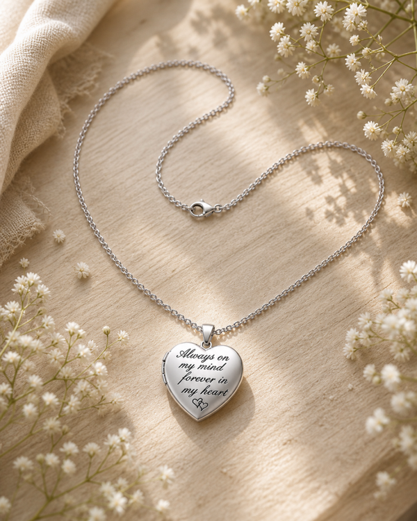 -Sublimation Locket -'Always on my mind, forever in my heart'