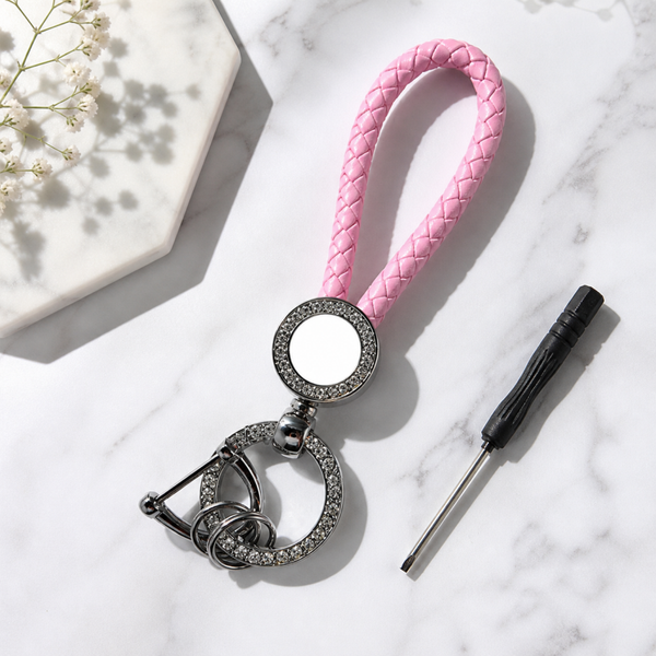 -Sublimation Car Keyring -Pink