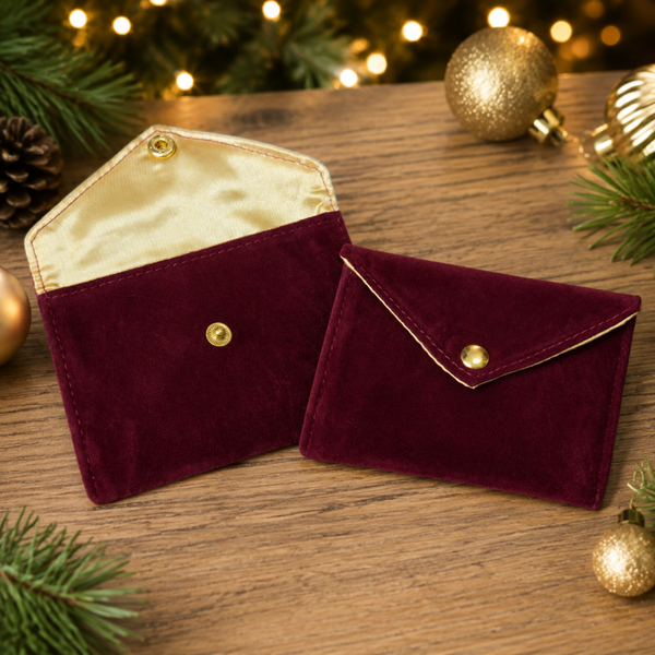 -SWB Velvet & Satin Gift Card Holder 10*7cm -BURGUNDY