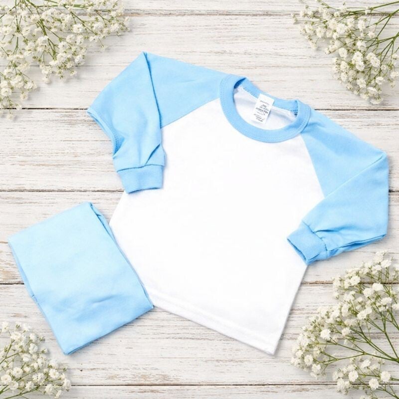 -Kids 100% Cotton Long Pyjamas- Baby Blue