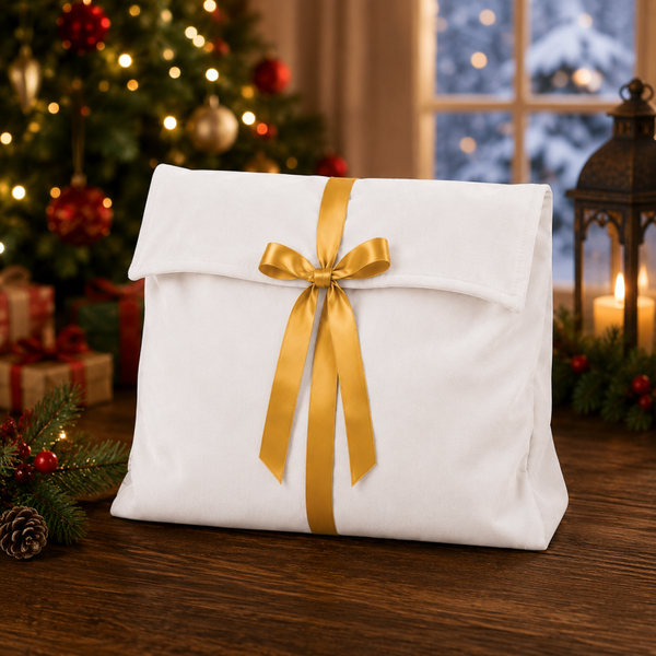 -SWB Velvet & Satin Christmas Envelope Bag -40*35*10cm -White (Pre-Order)