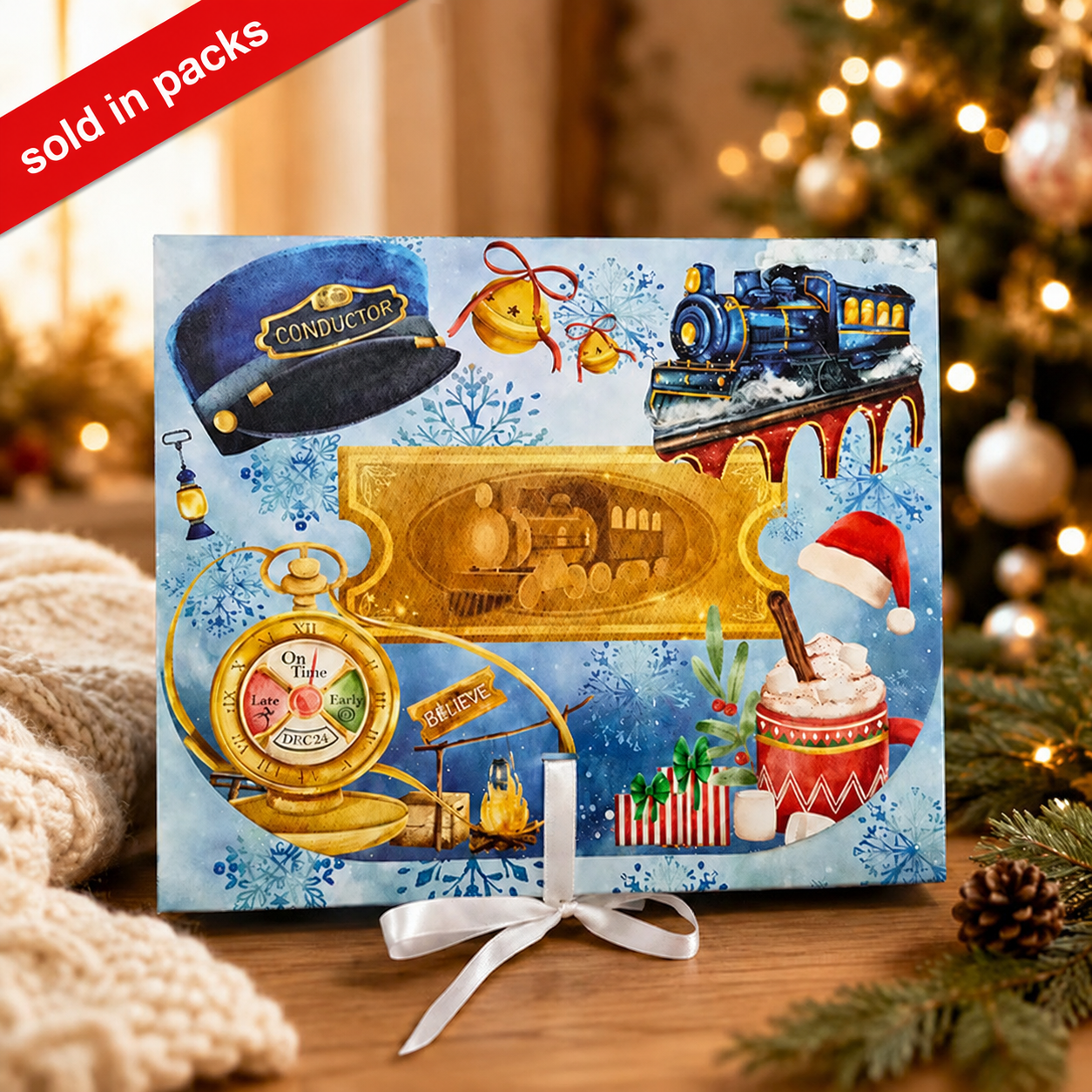 -Blue Christmas Express Treat Box -25x21x10cm -5 Pack (PRE-ORDER)
