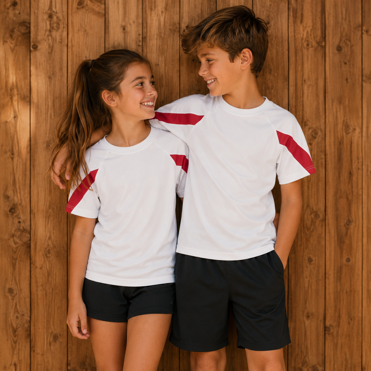 -Kids Jersey Style Tshirt- Red & White