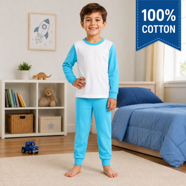 -Kids 100% Cotton Short Pyjamas-  Blue -IN STOCK 14TH JULY