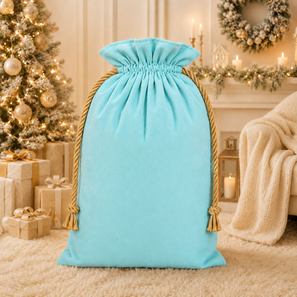 -SWB Velvet & Satin Christmas Sack 75*45cm -Blue