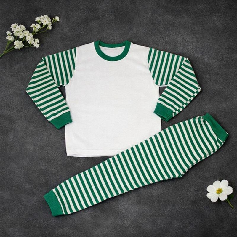 -Kids Green Stripes Pyjamas -LONG
