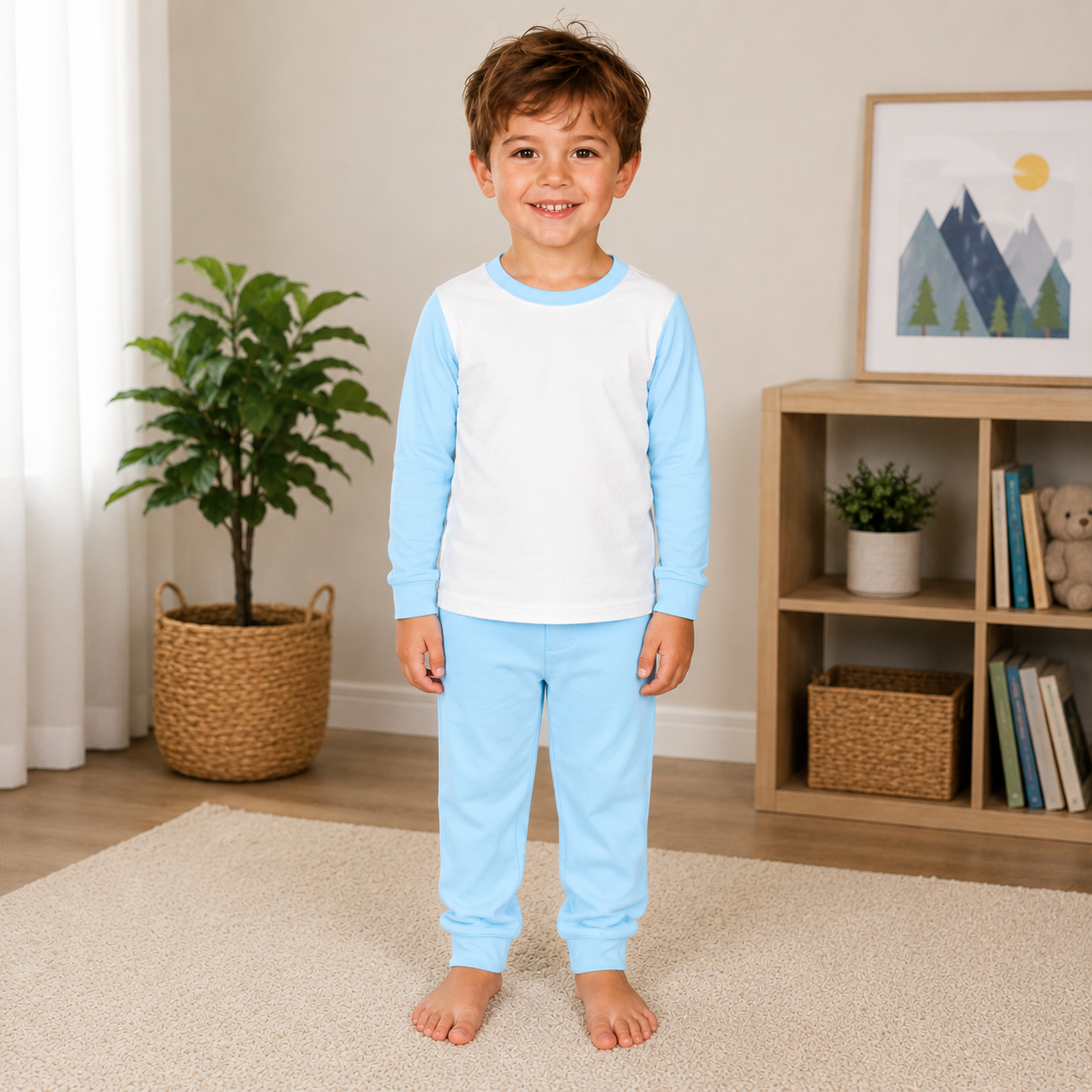 -Kids Sky Blue Pyjamas- LONG