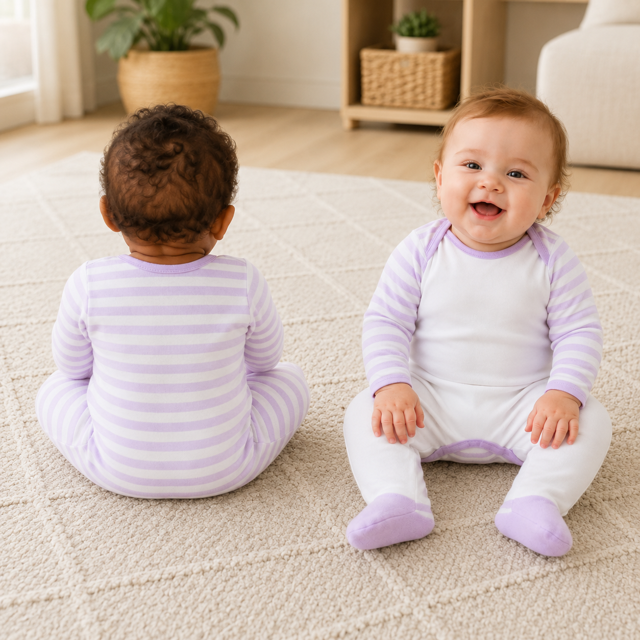 -Sublimation Romper -Lilac Stripes