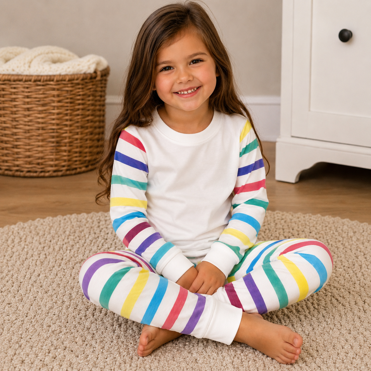 -Pastel Rainbow Striped Pyjamas- LONG