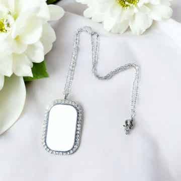 -Diamante Rectangle Pendant