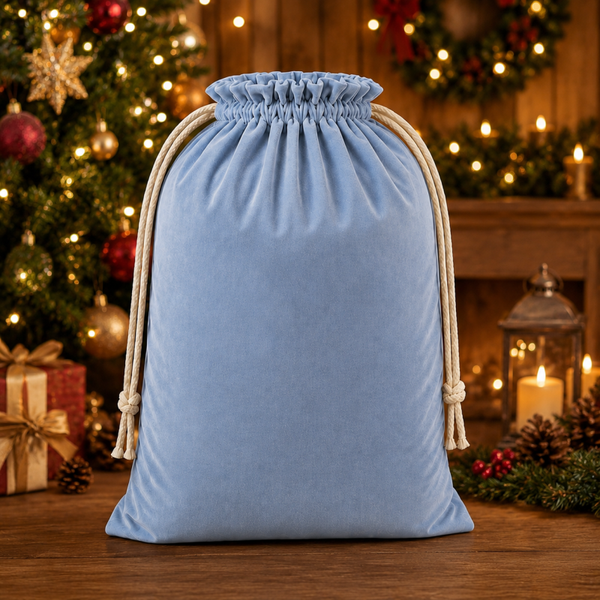 -SWB Velvet & Satin Christmas Sack 75*45cm -Blue (Pre-Order)