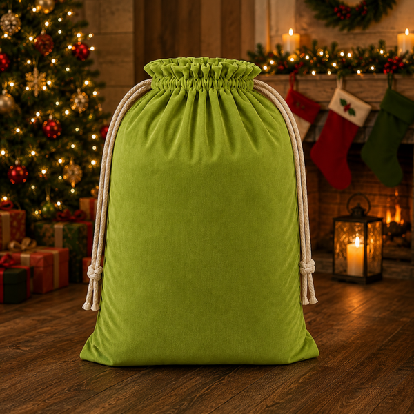 -SWB Velvet & Satin Christmas Sack 75*45cm -Green (Pre-Order)